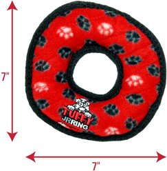 Tuffy's Junior Ring Squeaky Plush Dog Toy, Red Paws slide 2 of 7