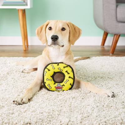 Show full view: Tuffy's Junior Ring Squeaky Plush Dog Toy, Yellow Bones slide 4 of 10