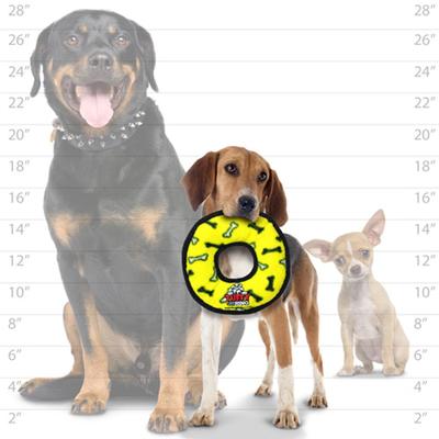 Show full view: Tuffy's Junior Ring Squeaky Plush Dog Toy, Yellow Bones slide 5 of 10