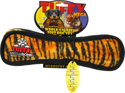 Show full view: Tuffy's Mega Bone Squeaky Plush Dog Toy, Tiger slide 3 of 6