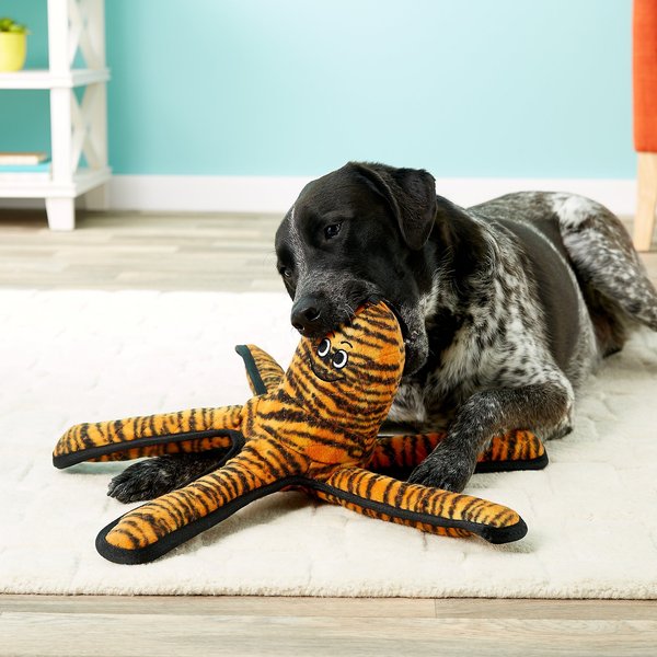Tuffy's Mega Creature Tiger Print Octopus Squeaky Plush Dog Toy