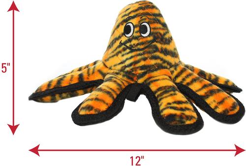 Show full view: Tuffy's Mega Creature Tiger Print Octopus Squeaky Plush Dog Toy, Oscar slide 2 of 8