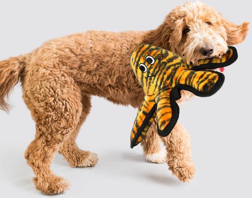 Show full view: Tuffy's Mega Creature Tiger Print Octopus Squeaky Plush Dog Toy, Oscar slide 3 of 8