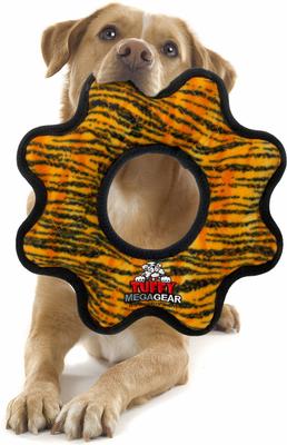 Show full view: Tuffy's Mega Gear Ring Squeaky Plush Dog Toy, Tiger slide 3 of 8