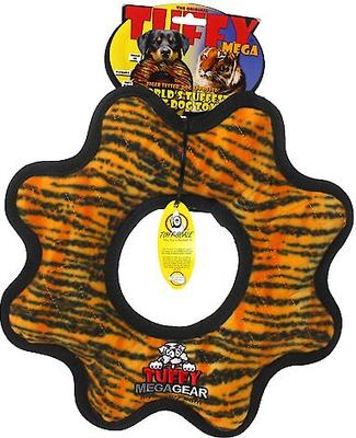Show full view: Tuffy's Mega Gear Ring Squeaky Plush Dog Toy, Tiger slide 6 of 8