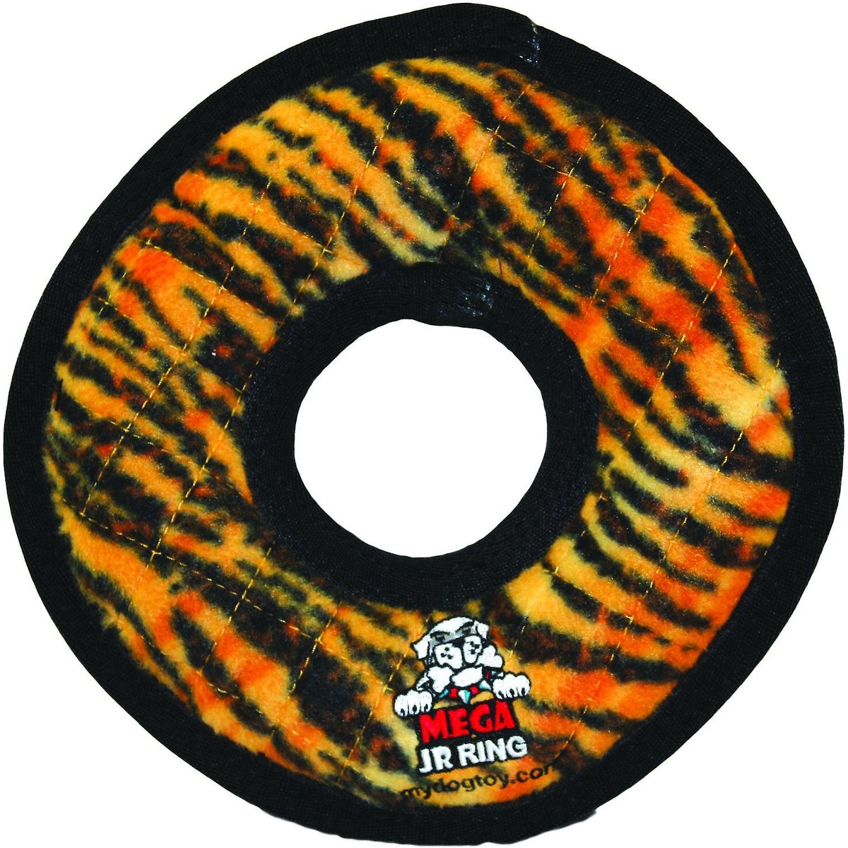 Tuffy's Mega Junior Ring Squeaky Plush Dog Toy, Tiger