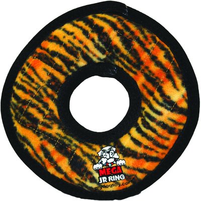 Tuffy's Tuffy's Mega Junior Ring Squeaky Plush Dog Toy, Tiger