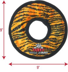 Tuffy's Mega Junior Ring Squeaky Plush Dog Toy, Tiger slide 2 of 7