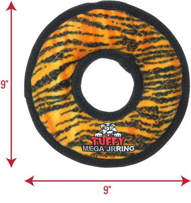 Show full view: Tuffy's Mega Junior Ring Squeaky Plush Dog Toy, Tiger slide 2 of 9