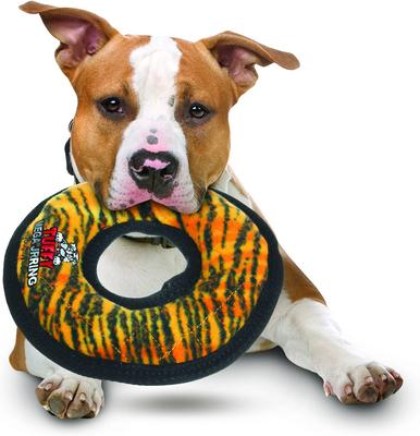 Show full view: Tuffy's Mega Junior Ring Squeaky Plush Dog Toy, Tiger slide 3 of 9