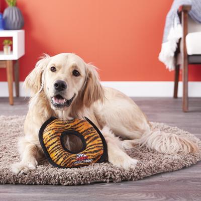Show full view: Tuffy's Mega Junior Ring Squeaky Plush Dog Toy, Tiger slide 4 of 9
