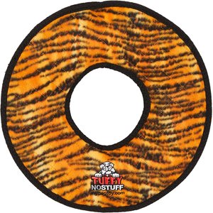 Tuffy's No Stuff Mega Ring Squeaky Plush Dog Toy, Tiger