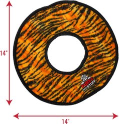 Tuffy's No Stuff Mega Ring Squeaky Plush Dog Toy, Tiger slide 2 of 5