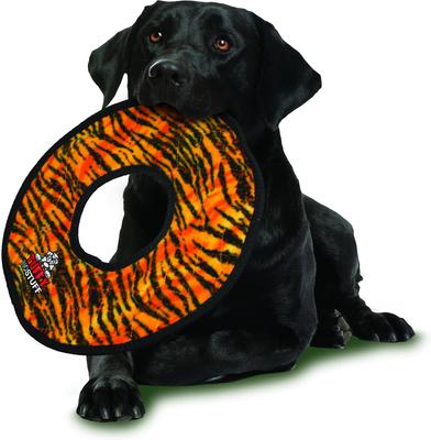 Show full view: Tuffy's No Stuff Mega Ring Squeaky Plush Dog Toy, Tiger slide 4 of 9