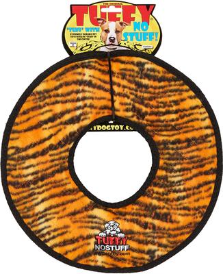 Show full view: Tuffy's No Stuff Mega Ring Squeaky Plush Dog Toy, Tiger slide 5 of 9