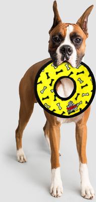 Show full view: Tuffy's No Stuff Ultimate Ring Bone Squeaky Plush Dog Toy, Yellow slide 4 of 10