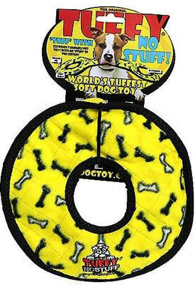 Show full view: Tuffy's No Stuff Ultimate Ring Bone Squeaky Plush Dog Toy, Yellow slide 7 of 10
