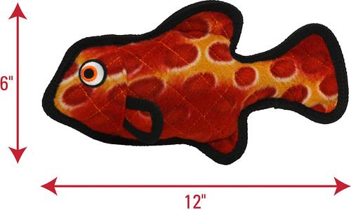 Show full view: Tuffy's Ocean Creature Fish Squeaky Plush Dog Toy, Red slide 2 of 8