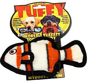 Show full view: Tuffy's Ocean Creature Jr Fish Squeaky Plush Dog Toy, Orange slide 7 of 9
