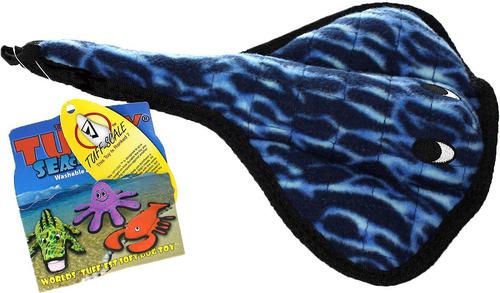 Show full view: Tuffy's Ocean Creature Stingray Squeaky Plush Dog Toy, Blue slide 2 of 6