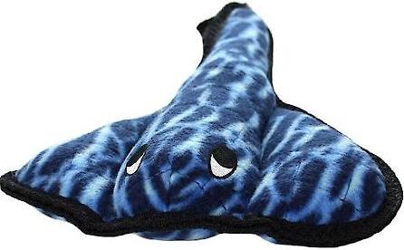 Show full view: Tuffy's Ocean Creature Stingray Squeaky Plush Dog Toy, Blue slide 4 of 6