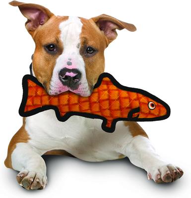 Show full view: Tuffy's Ocean Creatures Trout Squeaky Plush Dog Toy, Orange slide 4 of 11