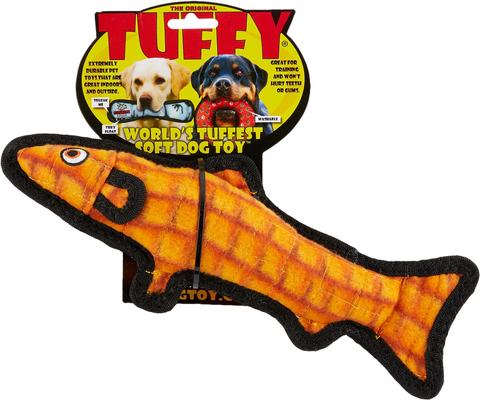 Show full view: Tuffy's Ocean Creatures Trout Squeaky Plush Dog Toy, Orange slide 7 of 11
