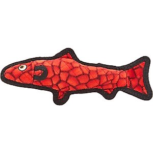 Tuffy's Ocean Creatures Trout Squeaky Plush Dog Toy, Red