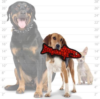 Show full view: Tuffy's Ocean Creatures Trout Squeaky Plush Dog Toy, Red slide 5 of 10