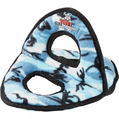 Tuffy's Tuffy's Ultimate 3-Way Ring Squeaky Plush Dog Toy, Camo Blue