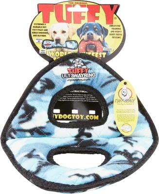 Show full view: Tuffy's Ultimate 3-Way Ring Squeaky Plush Dog Toy, Camo Blue slide 6 of 8
