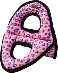Tuffy's Ultimate 3-Way Ring Squeaky Plush Dog Toy, Pink Leopard
