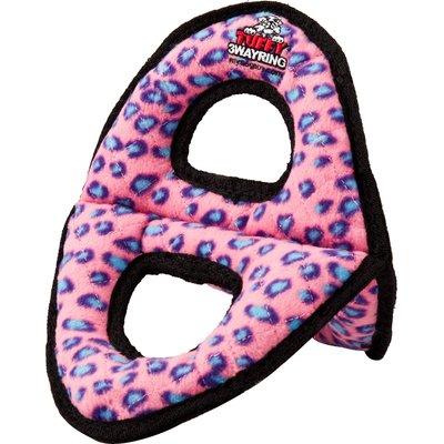 Tuffy's Tuffy's Ultimate 3-Way Ring Squeaky Plush Dog Toy, Pink Leopard