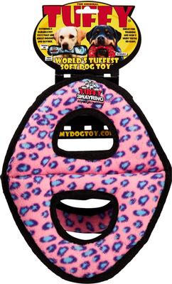 Show full view: Tuffy's Ultimate 3-Way Ring Squeaky Plush Dog Toy, Pink Leopard slide 7 of 9