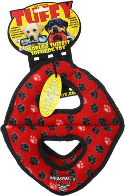 Show full view: Tuffy's Ultimate 3-Way Ring Squeaky Plush Dog Toy, Red Paws slide 3 of 6