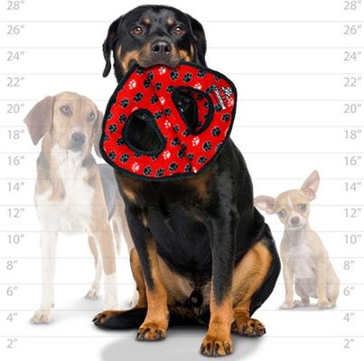 Show full view: Tuffy's Ultimate 3-Way Ring Squeaky Plush Dog Toy, Red Paws slide 4 of 6