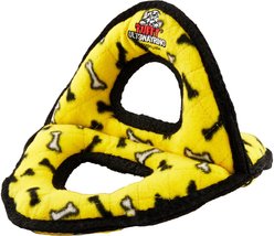 Tuffy's Ultimate 3-Way Ring Squeaky Plush Dog Toy, Yellow Bones