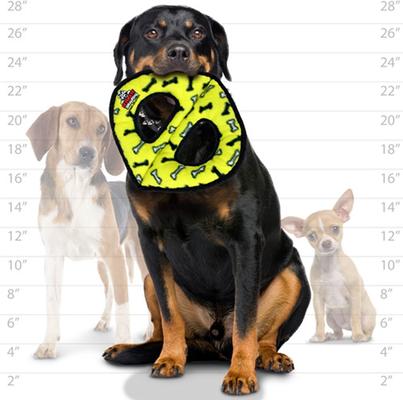 Show full view: Tuffy's Ultimate 3-Way Ring Squeaky Plush Dog Toy, Yellow Bones slide 5 of 8