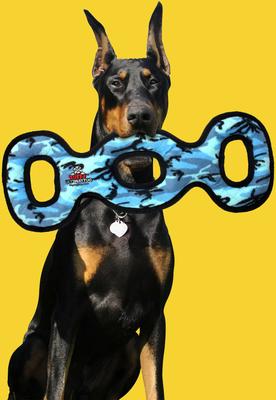 Show full view: Tuffy's Ultimate 3-Way Tug Squeaky Plush Dog Toy, Camo Blue slide 3 of 9