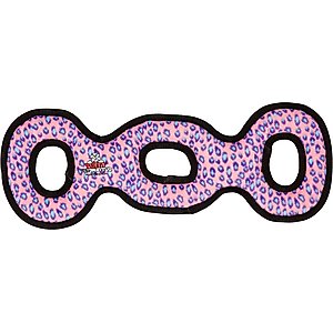 Tuffy's Ultimate 3-Way Tug Squeaky Plush Dog Toy, Pink Leopard