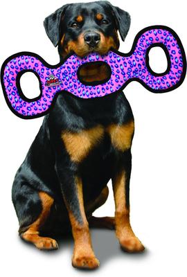 Show full view: Tuffy's Ultimate 3-Way Tug Squeaky Plush Dog Toy, Pink Leopard slide 3 of 10