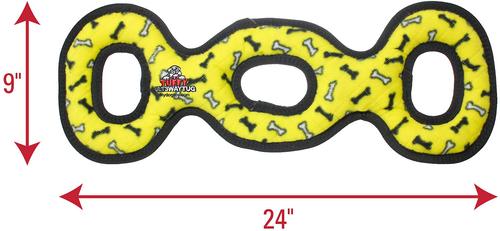 Show full view: Tuffy's Ultimate 3-Way Tug Squeaky Plush Dog Toy, Yellow Bones slide 2 of 9