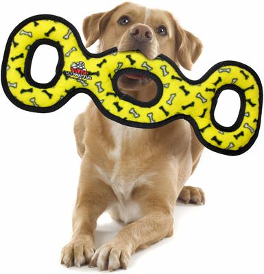 Show full view: Tuffy's Ultimate 3-Way Tug Squeaky Plush Dog Toy, Yellow Bones slide 3 of 9