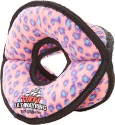 Tuffy's Ultimate 4-Way Ring Squeaky Plush Dog Toy, Pink Leopard