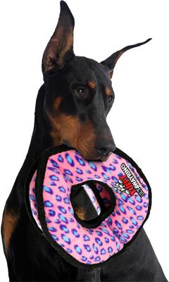 Show full view: Tuffy's Ultimate 4-Way Ring Squeaky Plush Dog Toy, Pink Leopard slide 3 of 8