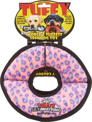 Show full view: Tuffy's Ultimate 4-Way Ring Squeaky Plush Dog Toy, Pink Leopard slide 6 of 8