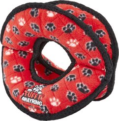 Tuffy's Ultimate 4-Way Ring Squeaky Plush Dog Toy, Red Paws