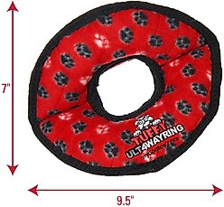 Tuffy's Ultimate 4-Way Ring Squeaky Plush Dog Toy, Red Paws slide 2 of 7
