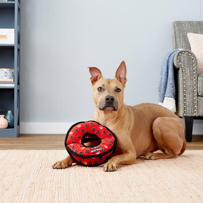Show full view: Tuffy's Ultimate 4-Way Ring Squeaky Plush Dog Toy, Red Paws slide 4 of 9