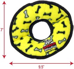 Tuffy's Ultimate 4-Way Ring Squeaky Plush Dog Toy, Yellow Bones slide 2 of 7
